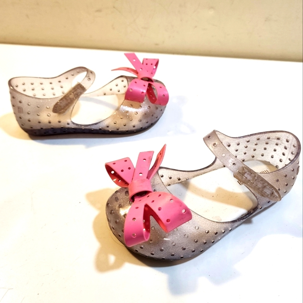 Mini Melissa Girls Pink and Clear Rubber  Casual  Shoes with Mary Jane Strap 9